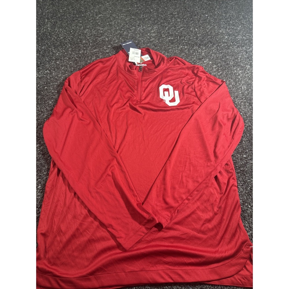 Fanatics Oklahoma Sooners Mens XL Quarter 1/4 Zip Pullover Red OU Logo NCAA NEW
